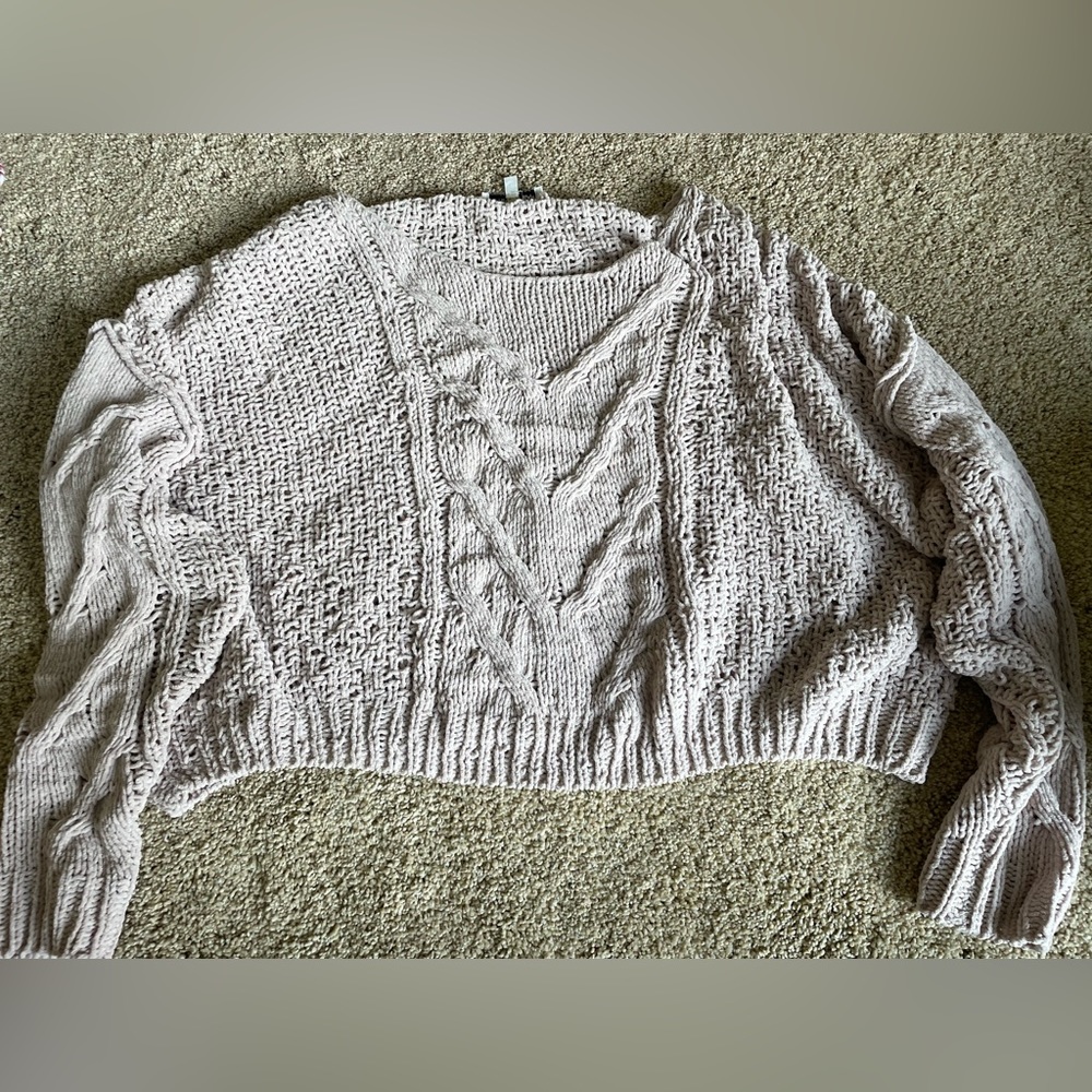 Nude colored soft knit sweater